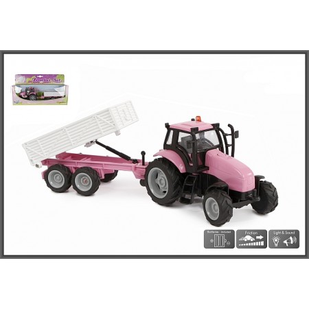 Metalowy traktor różowy
