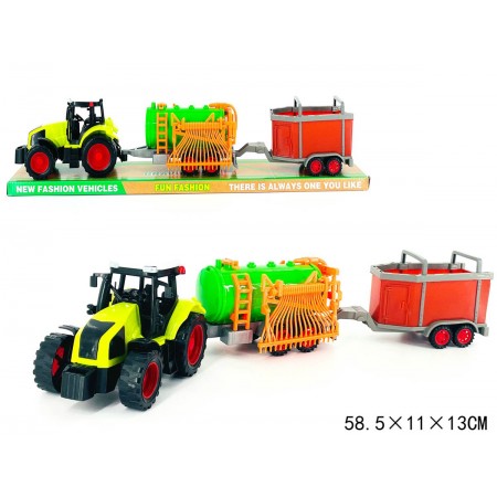 Traktor z dwoma maszynami